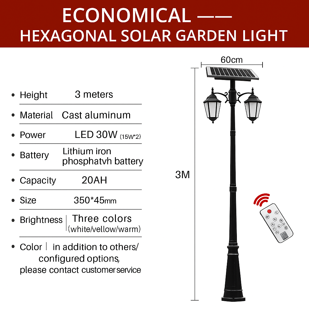 Hexagonal Solar Courtyard Light