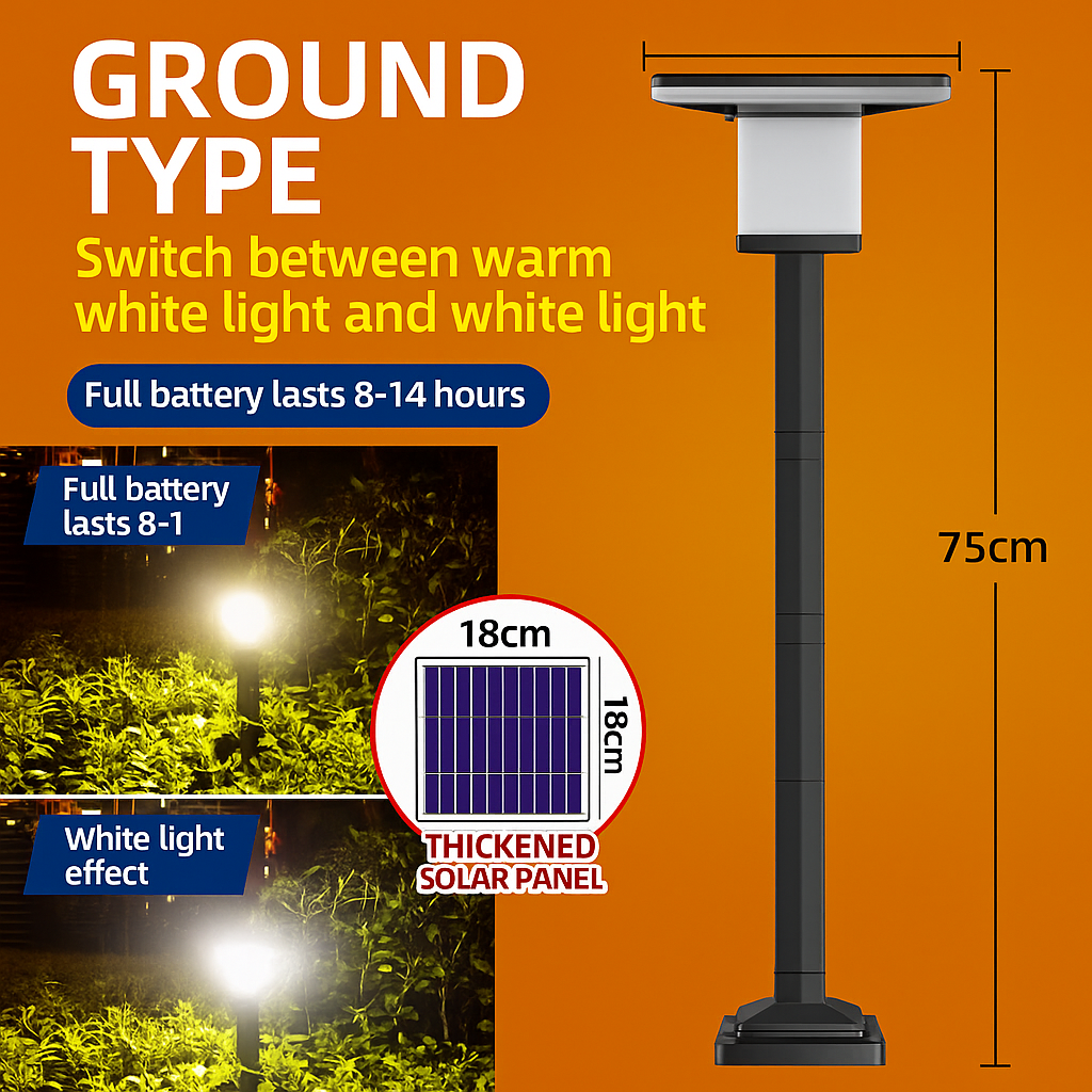 Solar Ground - Inserted Dual - Color Courtyard Light