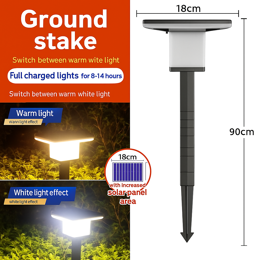 Solar Ground - Inserted Dual - Color Courtyard Light
